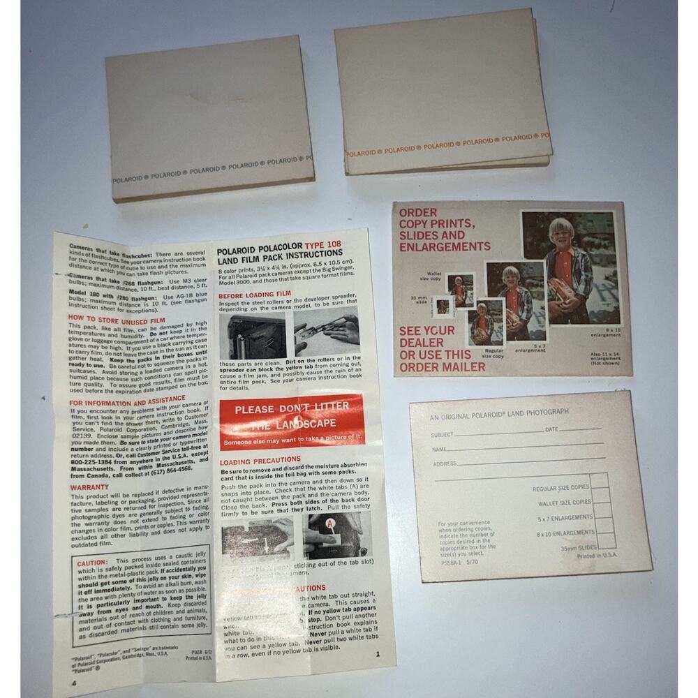 24 Vintage Polaroid Polacolor Print Mounts + Instructions & Mail Order Envelope
